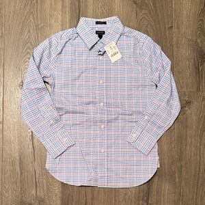 Crewcuts Blue and Pink Plaid Button Down Shirt, size 6-7